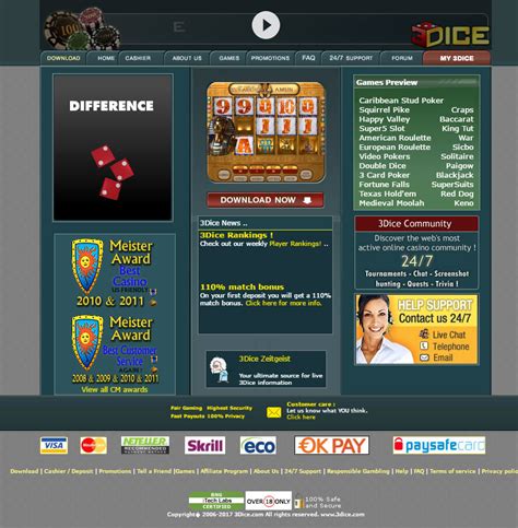 3dice casino - Casinomeister has been in operation since June 1998, a lifetime in cyber years. One of the first online casino portals to write online casino reviews, Casinomeister was quick to realize that this industry had failed to establish basic governing principles that fostered security and trust among online gamblers.
